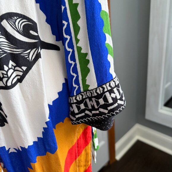 John Mark Size L Bohemian Abstract Print Open Front Cardigan Bold and Vibrant - Picture 6 of 10